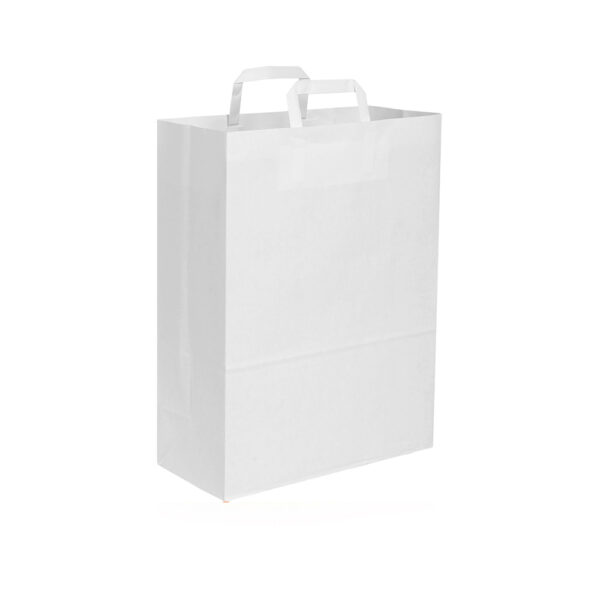 Borsa in carta bianca Maniglia Piatta 32x43x17 cm