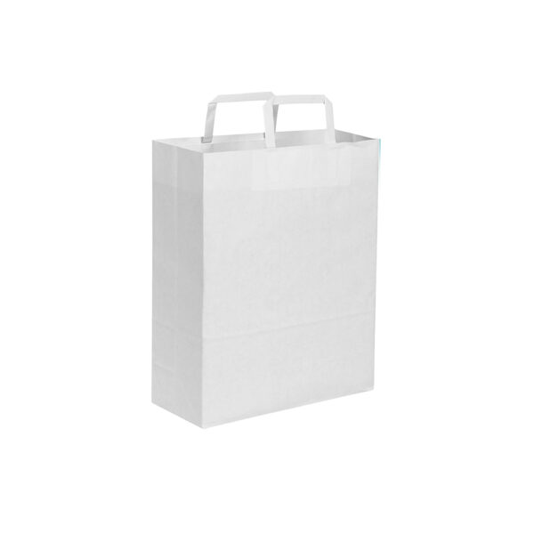 Borsa in carta bianca Maniglia Piatta 26x39x16 cm