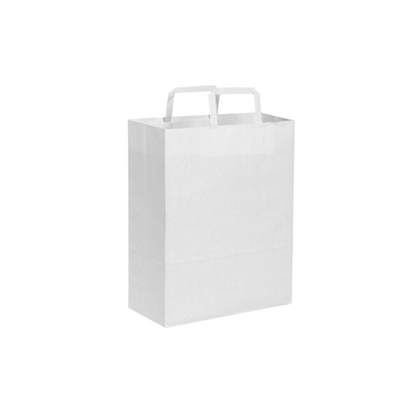 Borsa in carta bianca Maniglia Piatta 22x29x10 cm