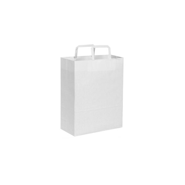 Borsa in carta bianca Maniglia Piatta 19x24x7 cm